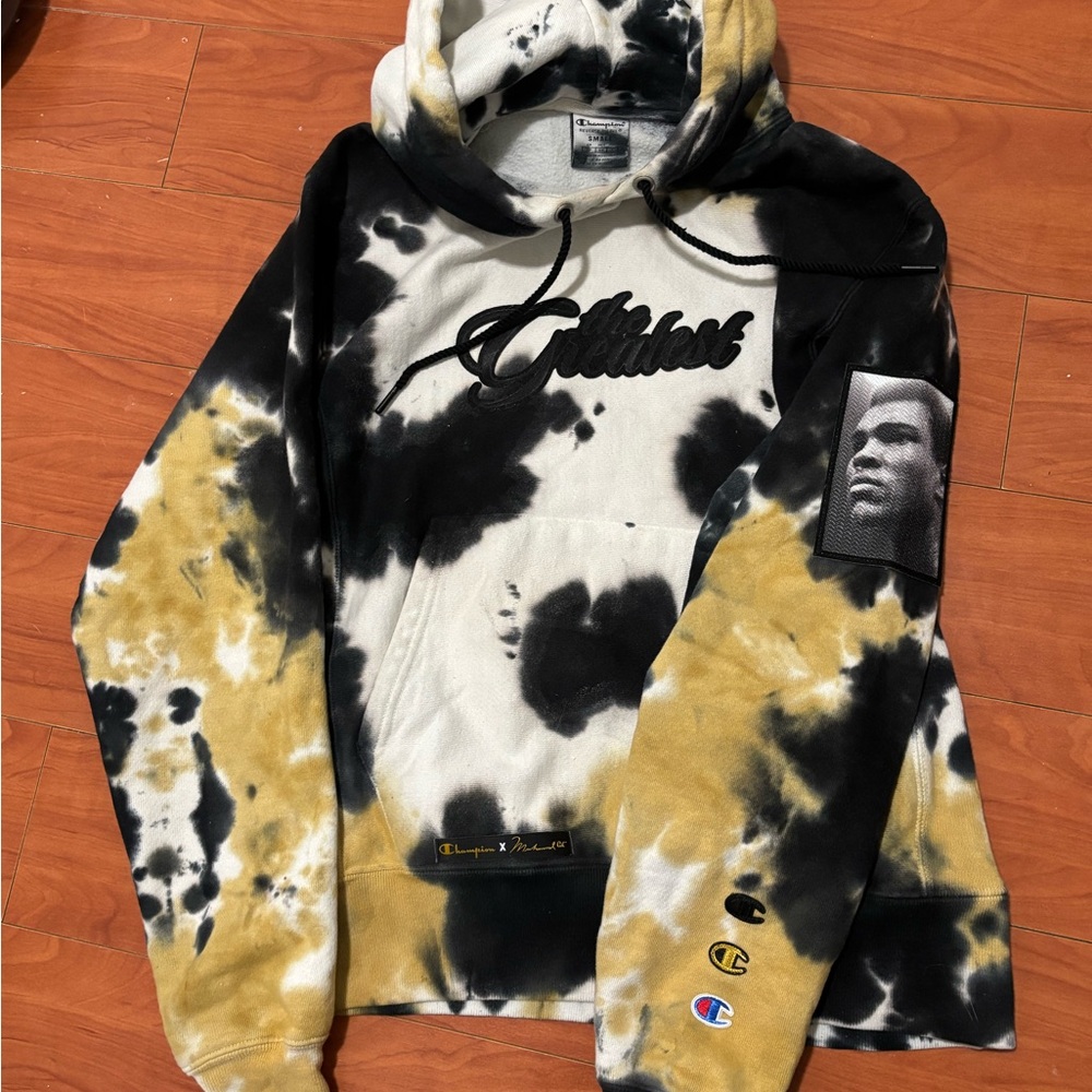 Champion Black and Gold Tie-Dye Hoodie